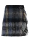 Loewe Blue Checked Mini Skirt In Mohair And Wool Blend Women In Multi