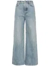 Loewe High Waist Denim Jeans With Wide Leg In Sky Blue