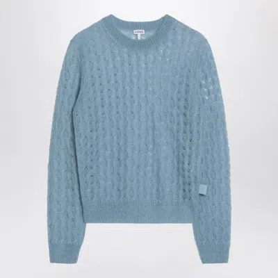 LOEWE LOEWE  SKY BLUE PERFORATED SWEATER IN MOHAIR BLEND