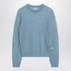 Loewe Sky Blue Perforated Sweater In Mohair Blend In Blue