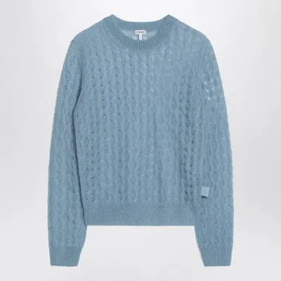 Loewe Sky Blue Perforated Sweater In Mohair Blend Women