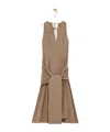 Loewe Womens Beige Wrap-tie Sleeveless Cotton Midi Dress In Brown