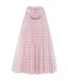 Loewe Pleated Checked Cotton-voile Mini Dress In Pink