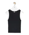 Loewe Anagram Embroidered Ribbed Silk-jersey Tank In Black