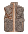 Loewe Mens Beige Khaki Green Brand-monogram Faux-shearling Woven Gilet In Brown