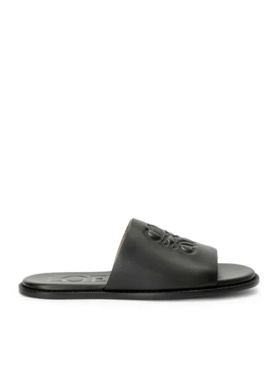 Loewe Slide Anagram Flex In Soft Calfskin In Black