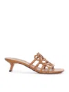 Loewe Petal Anagram Leather Caged Mule Sandals In Nude & Neutrals