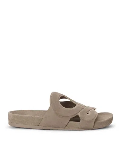 Loewe Slide Ease Monogram In Suede In Brown
