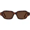 Loewe Slim Rectangular Sunglasses, 51mm In Dark Havana/brown Mirror