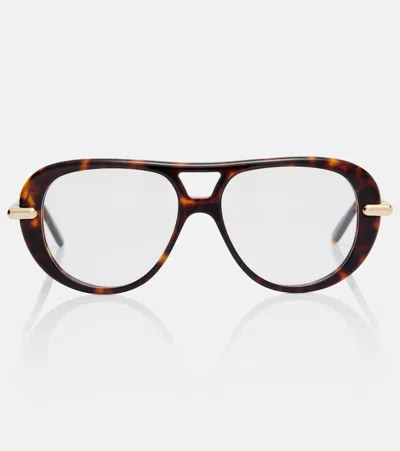 Loewe Slim Aviator Glasses In Brown