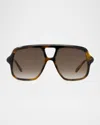 Loewe Slim Aviator Logo Sunglasses In Dark Havanagradient Brown