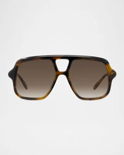 Loewe Slim Aviator Logo Sunglasses In Dark Havanagradient Brown
