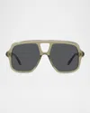 Loewe Slim Aviator Logo Sunglasses In Shiny Dark Greensmoke