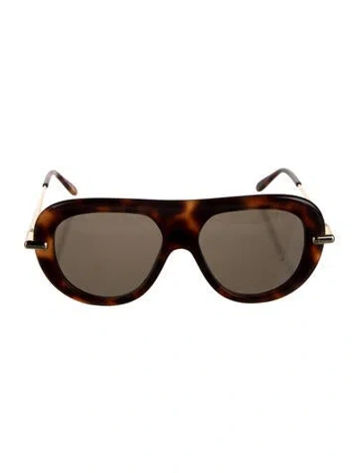 Pre-owned Loewe Slim Aviator Sunglasses In Brown