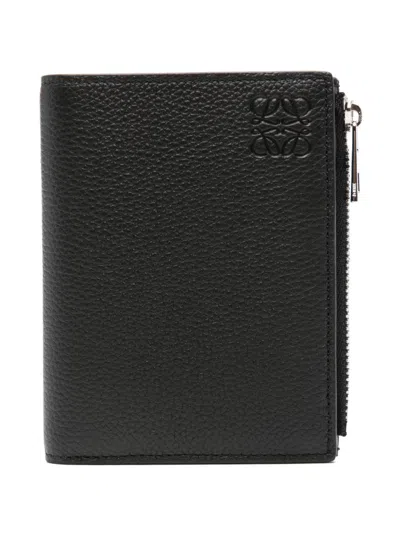 Loewe Slim Compact Leather Wallet In Black