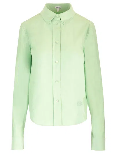 Loewe Slim Fit Cotton Shirt Shirts Green