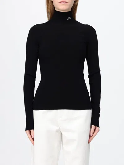 Loewe Slim Fit Viscose Turtleneck With Contrast Logo In Black