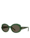 Loewe Slim Geometric Sunglasses, 54mm In Green/brown Solid