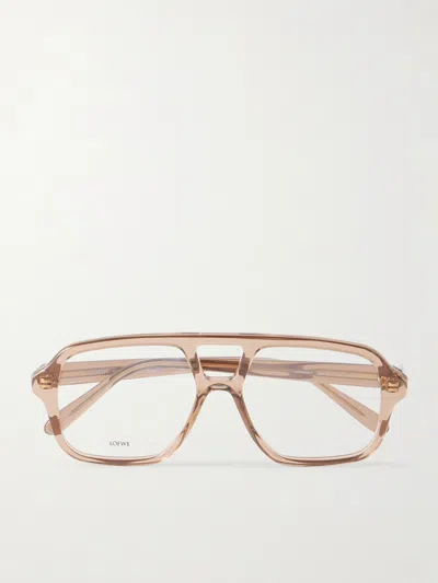 Loewe Slim Rectangular Aviator-style Acetate Glasses In Brown