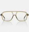 Loewe Slim Rectangular Glasses In Green