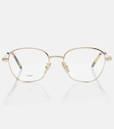 Loewe Slim Square Metal Glassses In Gold