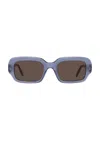 Loewe Slim Sunglasses In Shiny Light Blue & Brown