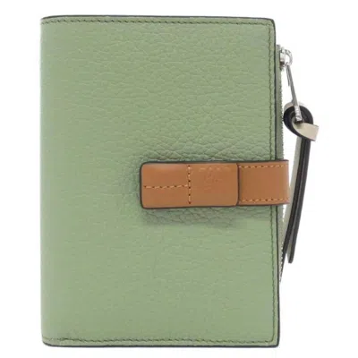 Loewe Slim Zip Bifold Compact Wallet - Rosemary/tan In Pink