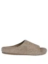 Loewe Khaki Suede Lago Slippers In Multi