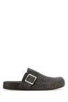 Loewe Mud Suede Ease Buckle Slippers In Brown