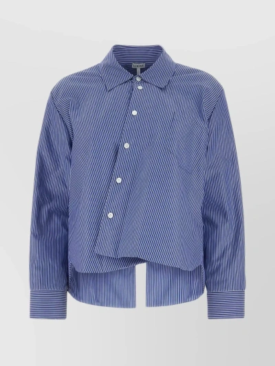 Loewe Slit Back Striped Shirt With Buttoned Cuffs In Blue