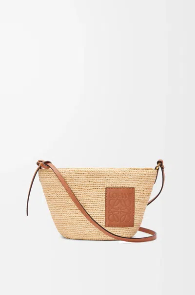 Loewe Slit Pochette Bag In Raffia And Leather Skin For Woman In Brown