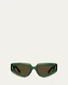 Loewe Womens Transparent Dark Gre Small Butterfly-frame Acetate Sunglasses In Green