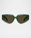Loewe Womens Transparent Dark Gre Small Butterfly-frame Acetate Sunglasses In Green