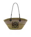 Loewe Anagram Stripes Small Basket In Iraca Palm And Calfskin