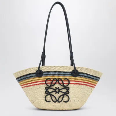 Loewe Small Anagram Basket Bag In Iraca Palm And Leather In Beige