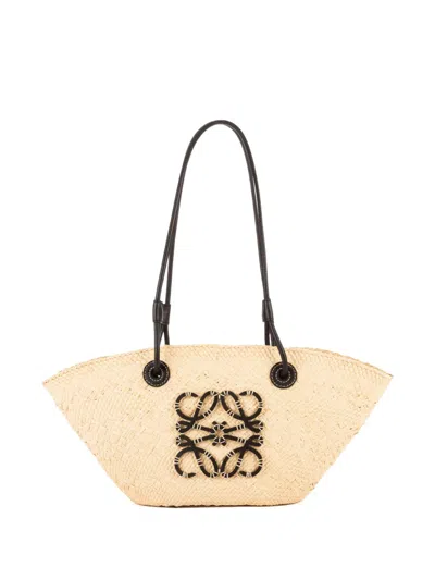 Pre-owned Loewe Small Anagram Basket Bag In Neutral