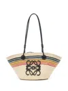 Loewe Small Anagram Striped Basket Tote Bag In Raffia