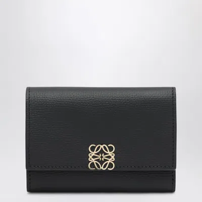 Loewe Small Anagram Wallet In Black Grained Leather