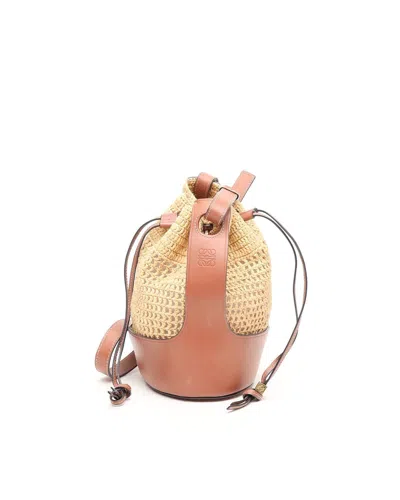 Loewe Small Balloon Raffia Basket Bag In Multi