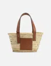 Loewe Small Basket Bag In Palm Leaf And Leather