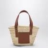 Loewe Small Basket Bag In Palm Leaf And Leather In Multi