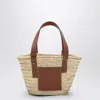 Loewe Small Basket Bag In Palm Leaf And Leather In Neutral