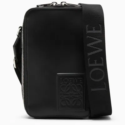 Loewe Small Black Leather Shoulder Handbag With Logo For Men