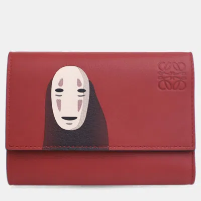 Pre-owned Loewe Small Black/red Calfskin Kaonashi Wallet