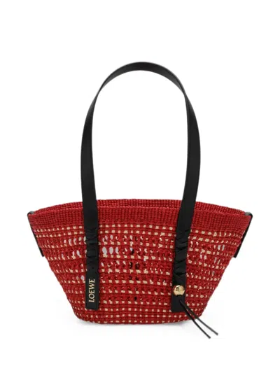 Loewe Small Braided Tote Bag In Red
