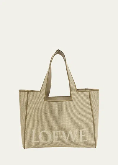 Loewe Small Canvas Jacquard Tote Bag In Ecru