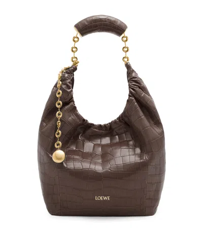 Loewe Small Crocodile Squeeze Shoulder Bag In Brown