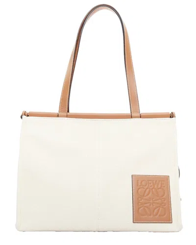 Loewe Small Cushion Cream Canvas Brown Anagram Logo Shoulder Tote Bag  (authentic Pre-loved) In Pink