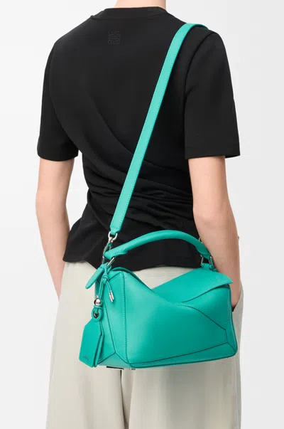 Loewe Small Featherlight Puzzle Bag In Nappa Lambskin For Woman In Green
