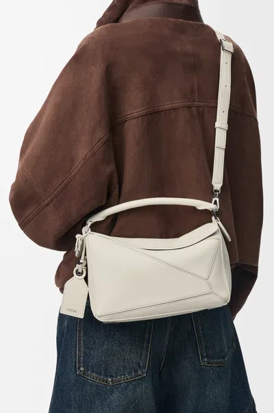 Loewe Small Featherlight Puzzle Bag In Nappa Lambskin For Woman In White